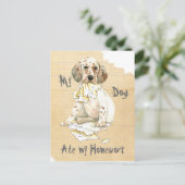 Mijn Engelse Setter Ate Mijn thuiswerk Briefkaart (Staand voorkant)