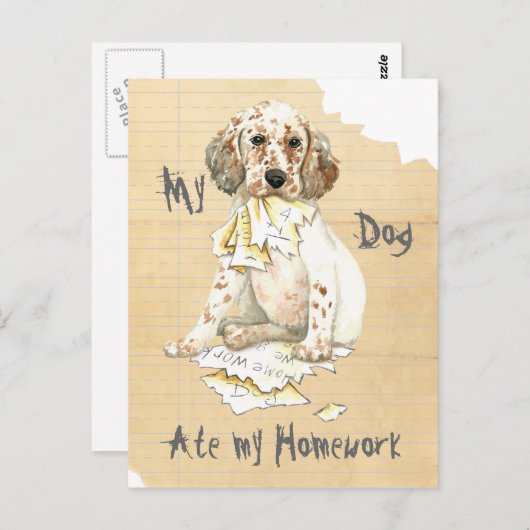 Mijn Engelse Setter Ate Mijn thuiswerk Briefkaart (Voorkant / Achterkant)