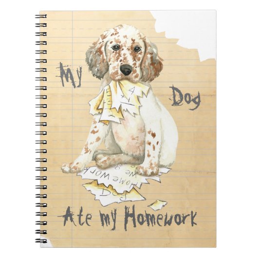 Mijn Engelse Setter Ate Mijn thuiswerk Notitieboek (Voorkant)