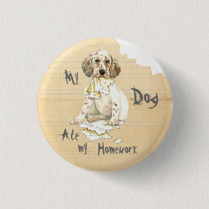 Mijn Engelse Setter Ate Mijn thuiswerk Ronde Button 3,2 Cm