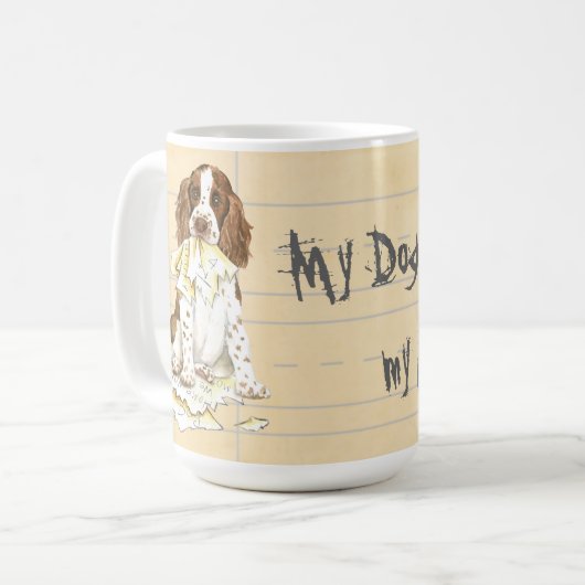 Mijn Engelse Springer Ate Mijn thuiswerk Koffiemok (Voorkant links)