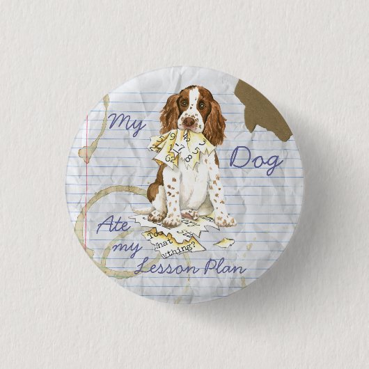 Mijn Engelse Springer Spaniel Ate Mijn Lesson Plan Ronde Button 3,2 Cm (Voorkant)