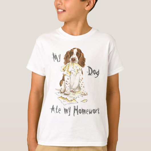 Mijn Engelse Springer Spaniel Ate Mijn thuiswerk T-shirt (Voorkant)