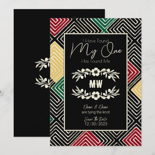 MIJN ENIGE heeft mij een stammenhuwelijk gevonden Save The Date (Voorkant / Achterkant)