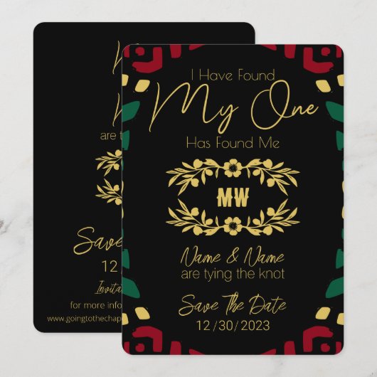 MIJN ENIGE heeft mij een stammenhuwelijk gevonden Save The Date (Voorkant / Achterkant)