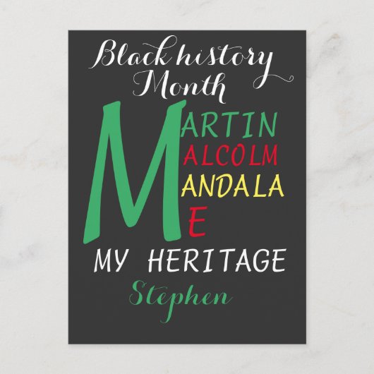 Mijn erfgoed zwarte erfenis zwarte geschiedenis ma briefkaart (Voorkant)