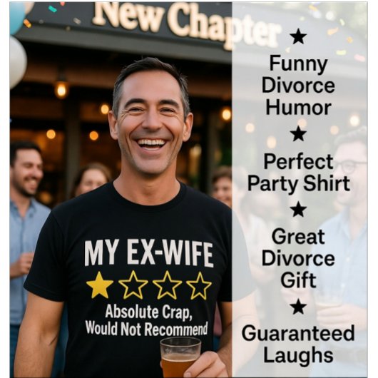 Mijn Ex-Vrouw 1 Ster Review Grappige Echtscheiding T-shirt