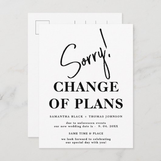 Mijn excuses Uitgestelde Trouwdatum Aankondiging B (Voorkant / Achterkant)