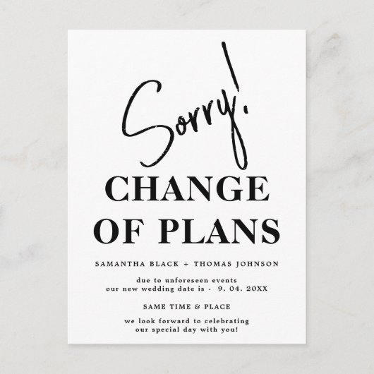 Mijn excuses Uitgestelde Trouwdatum Aankondiging B (Voorkant)