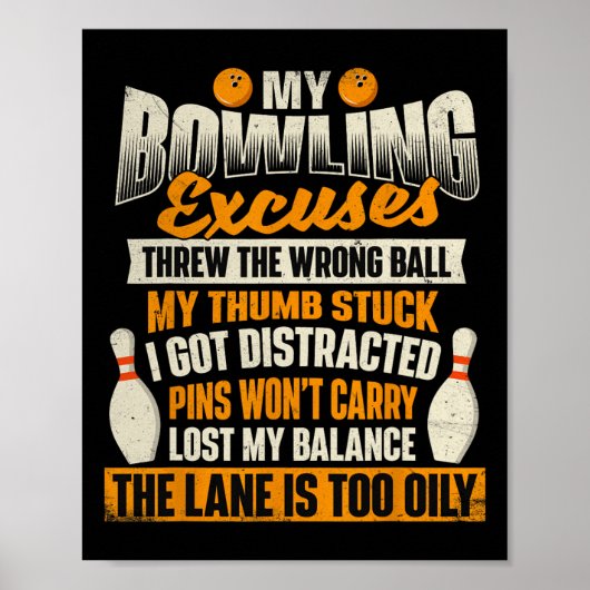Mijn excuses voor bowlen - bowling poster (Voorkant)