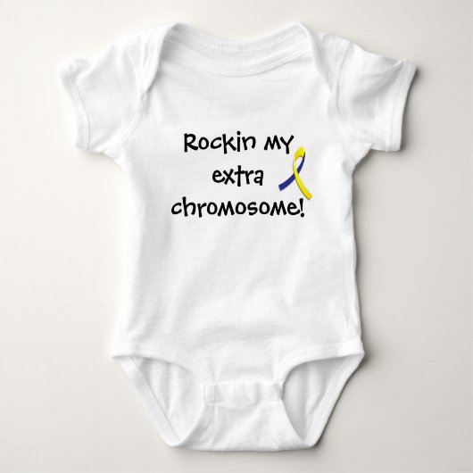 "Mijn extra chromosoom afbreken" baby shirt (Voorkant)