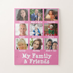 Mijn familie en vrienden Naam & Foto Roze Dementie Legpuzzel