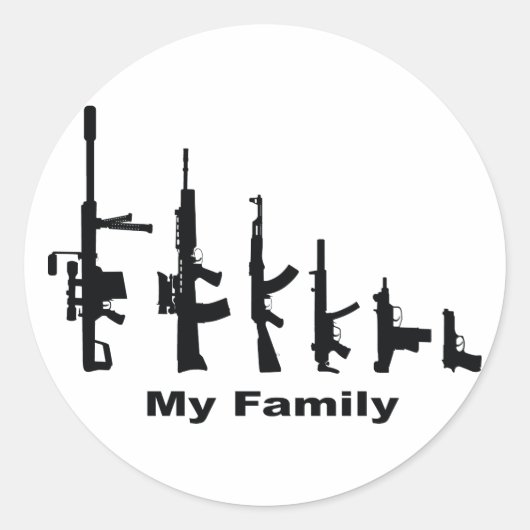Mijn familie (I Love Pistolen) Ronde Sticker (Voorkant)