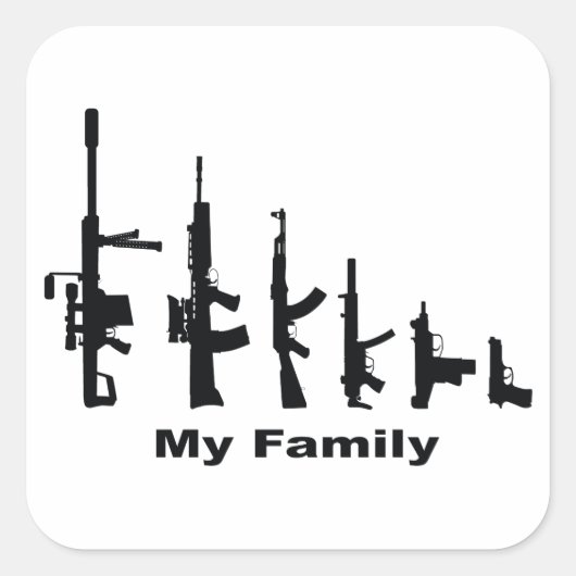 Mijn familie (I Love Pistolen) Vierkante Sticker (Voorkant)