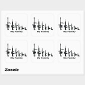 Mijn familie (I Love Pistolen) Vierkante Sticker (Vel)