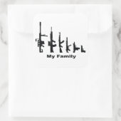 Mijn familie (I Love Pistolen) Vierkante Sticker (Tas)