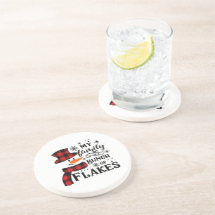 Mijn familie is een bos van vlokken sneeuwvlok zandsteen onderzetter