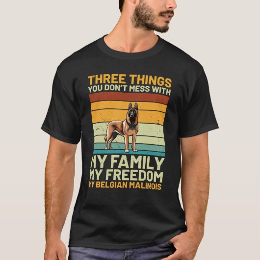 Mijn familie Mijn vrijheid Mijn Belgische Malinois T-shirt (Voorkant)