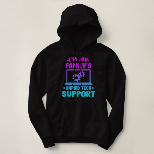 Mijn familie onbetaalde computer voor technische o hoodie (Design voorkant)