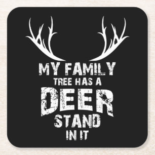 Mijn familieboom Deer Stand, grappige deer Hunting Kartonnen Onderzetters