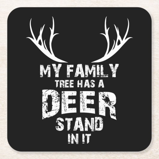 Mijn familieboom Deer Stand, grappige deer Hunting Kartonnen Onderzetters (Voorkant)