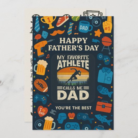 Mijn favoriete atleet Noem me vader dag Kaart (Voorkant / Achterkant)
