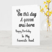 **MIJN FAVORIETE AUNT** U BENT EEN KONINGIN "BIRTH KAART (Gele Bloem)