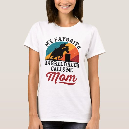 Mijn favoriete Barrel Racer noemt me mama Retro T-shirt (Voorkant)