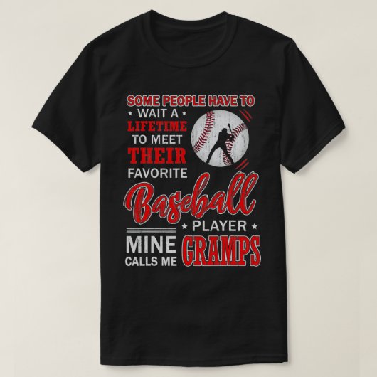 Mijn favoriete Baseball Player roept me Gramps T-shirt (Design voorkant)