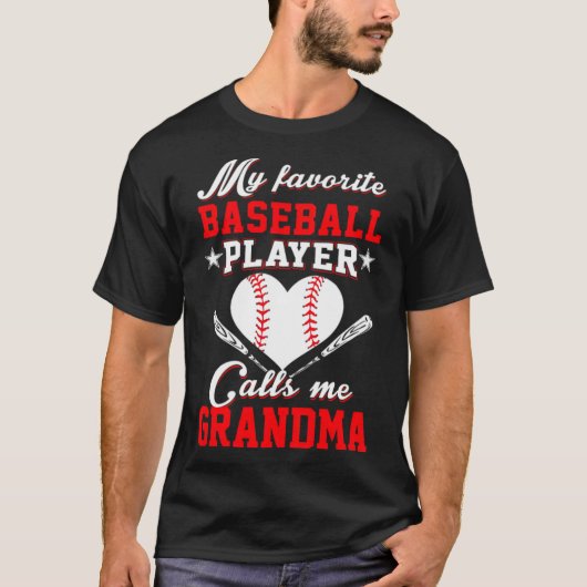 Mijn favoriete Baseball Player roept me oma a bas T-shirt (Voorkant)