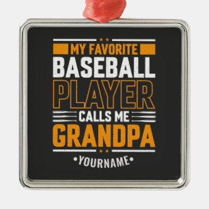 Mijn favoriete Baseball Player roept me op tot opa Metalen Ornament