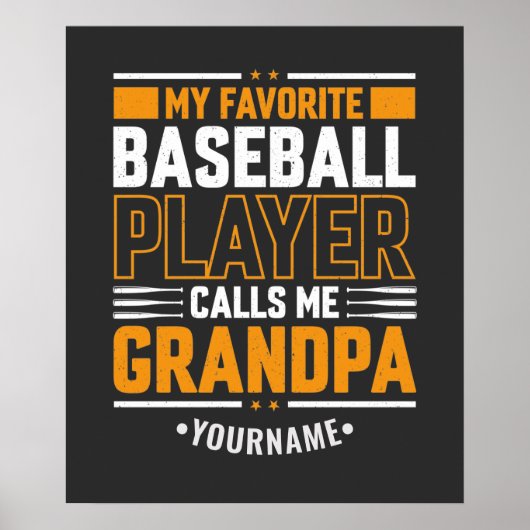 Mijn favoriete Baseball Player roept me op tot opa Poster (Voorkant)