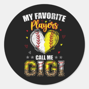 Mijn favoriete baseball softballers noemen me Gigi Ronde Sticker