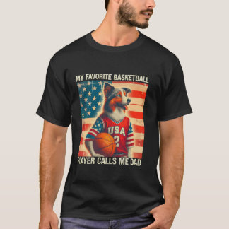 Mijn favoriete basketballer noemt me papa hondenve t-shirt
