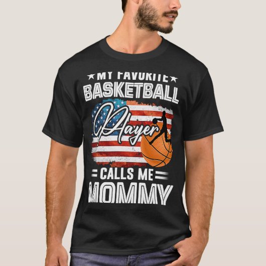 Mijn favoriete Basketbalspeler noemt me mama Ameri T-shirt (Voorkant)