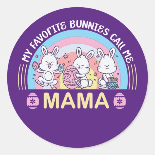 Mijn favoriete Bunnies noemen me mama Ronde Sticker (Voorkant)