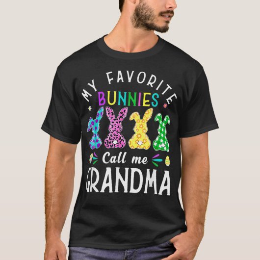 Mijn favoriete Bunnies noemen me oma Bunny Egg Leo T-shirt (Voorkant)