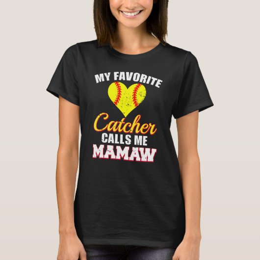 Mijn favoriete Catcher roept me Mamaw Catcher Soft T-shirt (Voorkant)