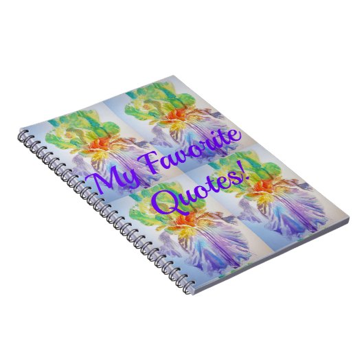 Mijn favoriete citaten Iris Floral Flowers Notitie Notitieboek (Rechterzijde)