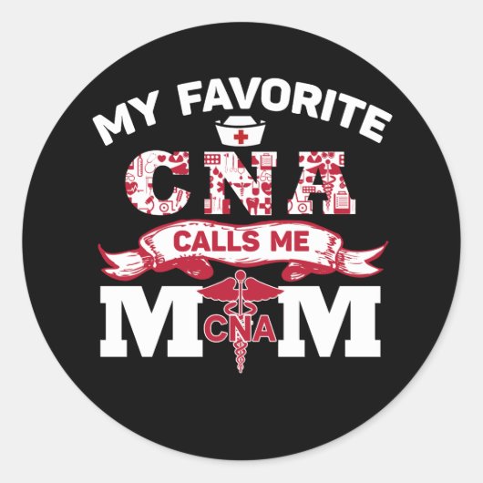 Mijn favoriete CNA noemt me mam Gift Ronde Sticker (Voorkant)
