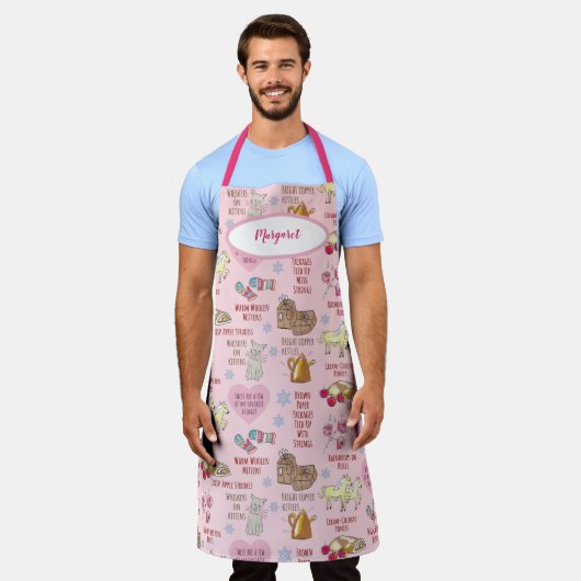 Mijn favoriete dingen Geluid van Muziek Roze Monog Schort (Gedragen)