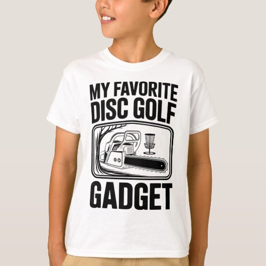 Mijn favoriete discgolf gadget Chainsaw Joke Disc T-shirt (Voorkant)