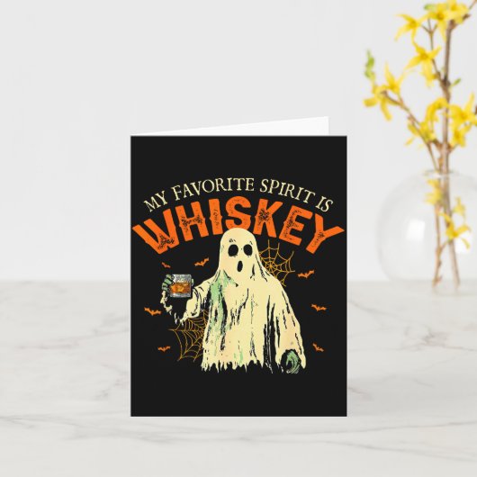 Mijn favoriete drank is whiskey Funny Ghost Hallow Kaart (Gele Bloem)