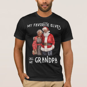 Mijn favoriete elven noemen me opa zwart melanine t-shirt