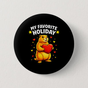 Mijn favoriete feestdag Groundhog Day 2026 Grond H Ronde Button 5,7 Cm
