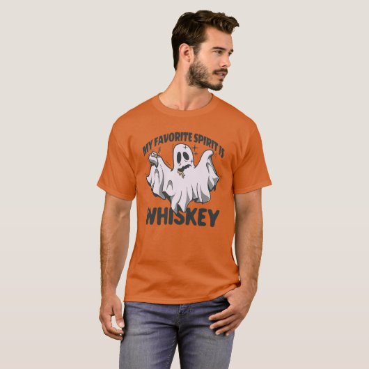 Mijn favoriete geest is Whiskey Halloween Ghost T-shirt (Voorkant volledig)