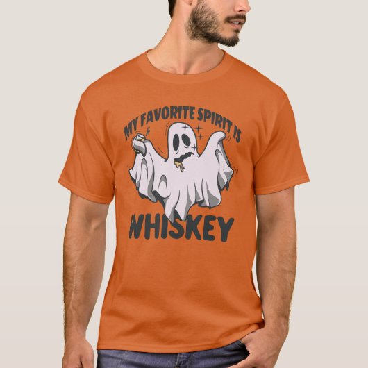 Mijn favoriete geest is Whiskey Halloween Ghost T-shirt (Voorkant)