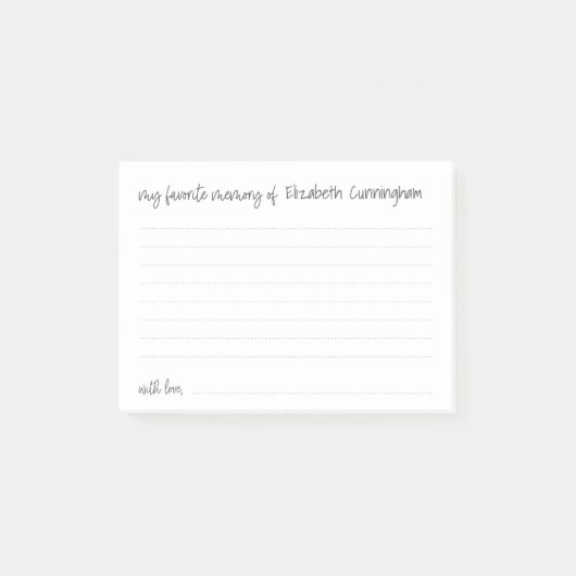 Mijn favoriete geheugen Funeral Modern Attendance  Post-it® Notes (Voorkant)