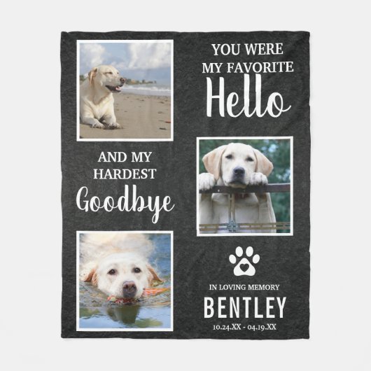 Mijn favoriete Hallo Citaat & Foto Pet Loss Keepsl Fleece Deken (Voorkant)