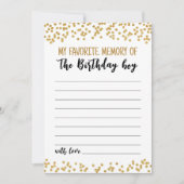 Mijn favoriete herinnering aan de Birthday boy Gam Kaart (Voorkant)